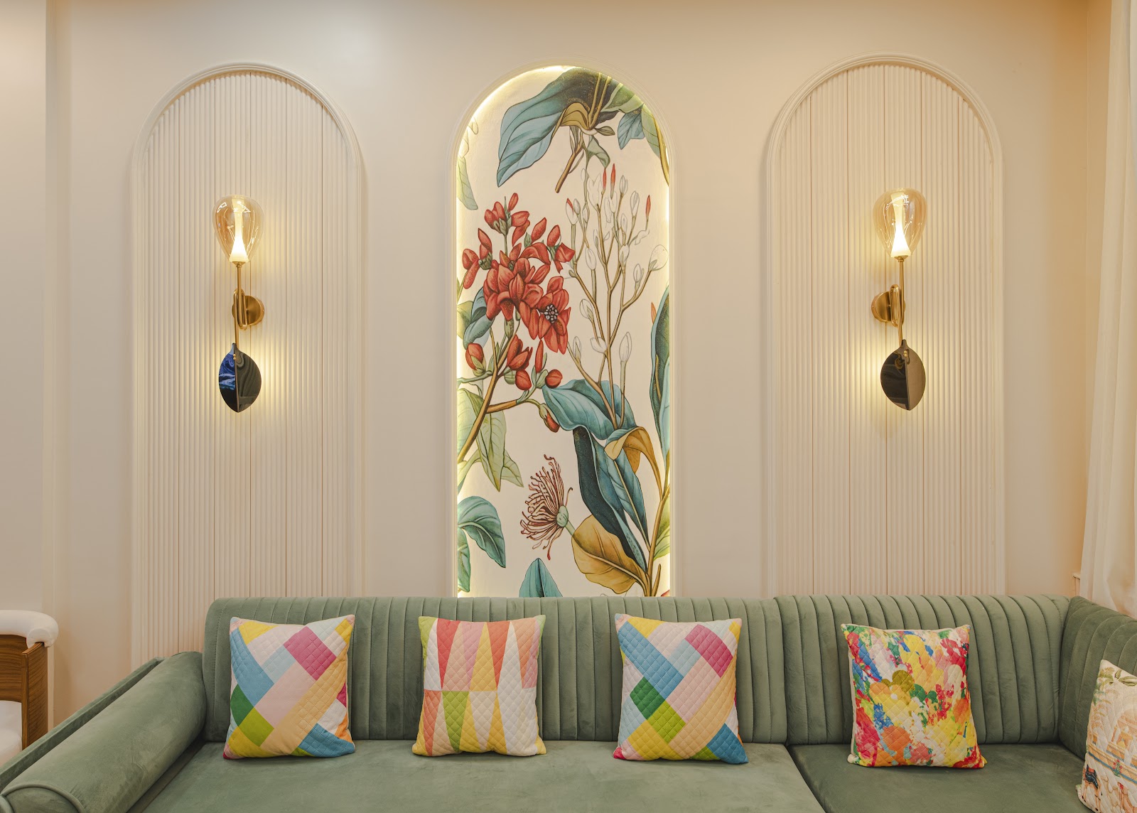Green Velvet Living Room — additional view